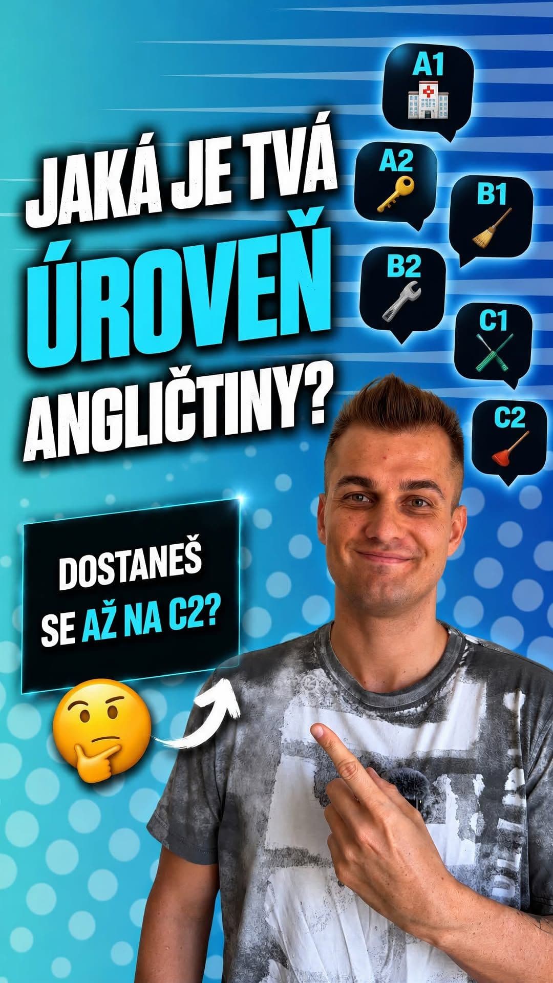 Jaká je tvoje reálná úroveň angličtiny? Schválně mi napiš do komentářů, u které úrovně ses poprvé zasekl! 

Učebnice nás