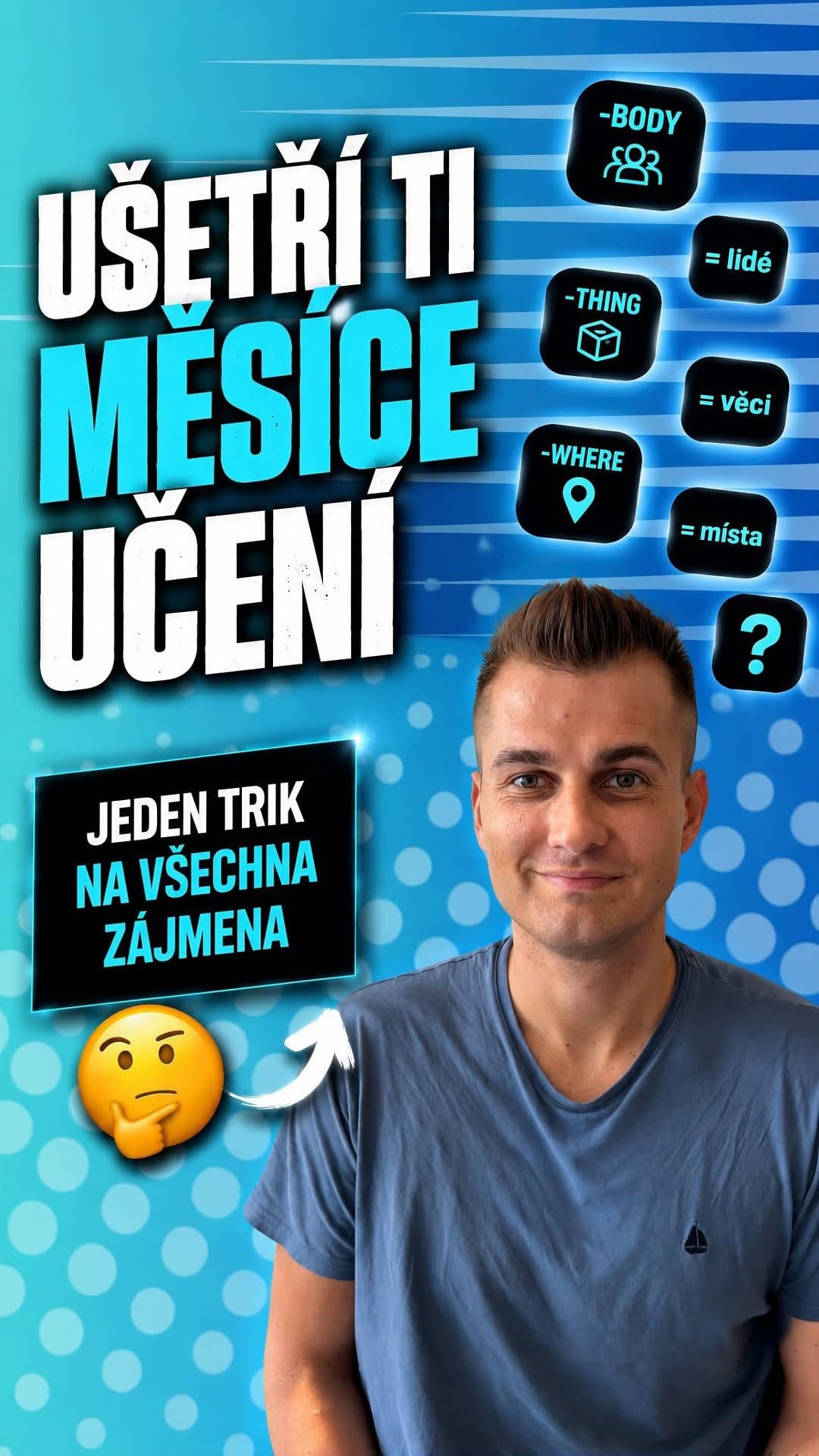 Tenhle jednoduchý systém ti ušetří měsíce učení anglických zájmen. 

Místo toho, aby ses každé slovo učil zvlášť, ti sta