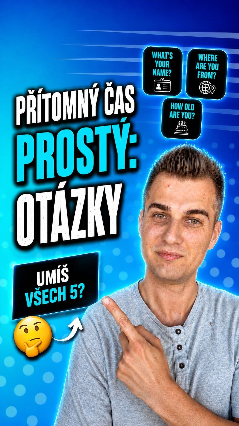 Umíš správně tvořit otázky v Present Simple? 👀
V češtině jsou jednoduché… ale v angličtině často nestačí jen přeložit s